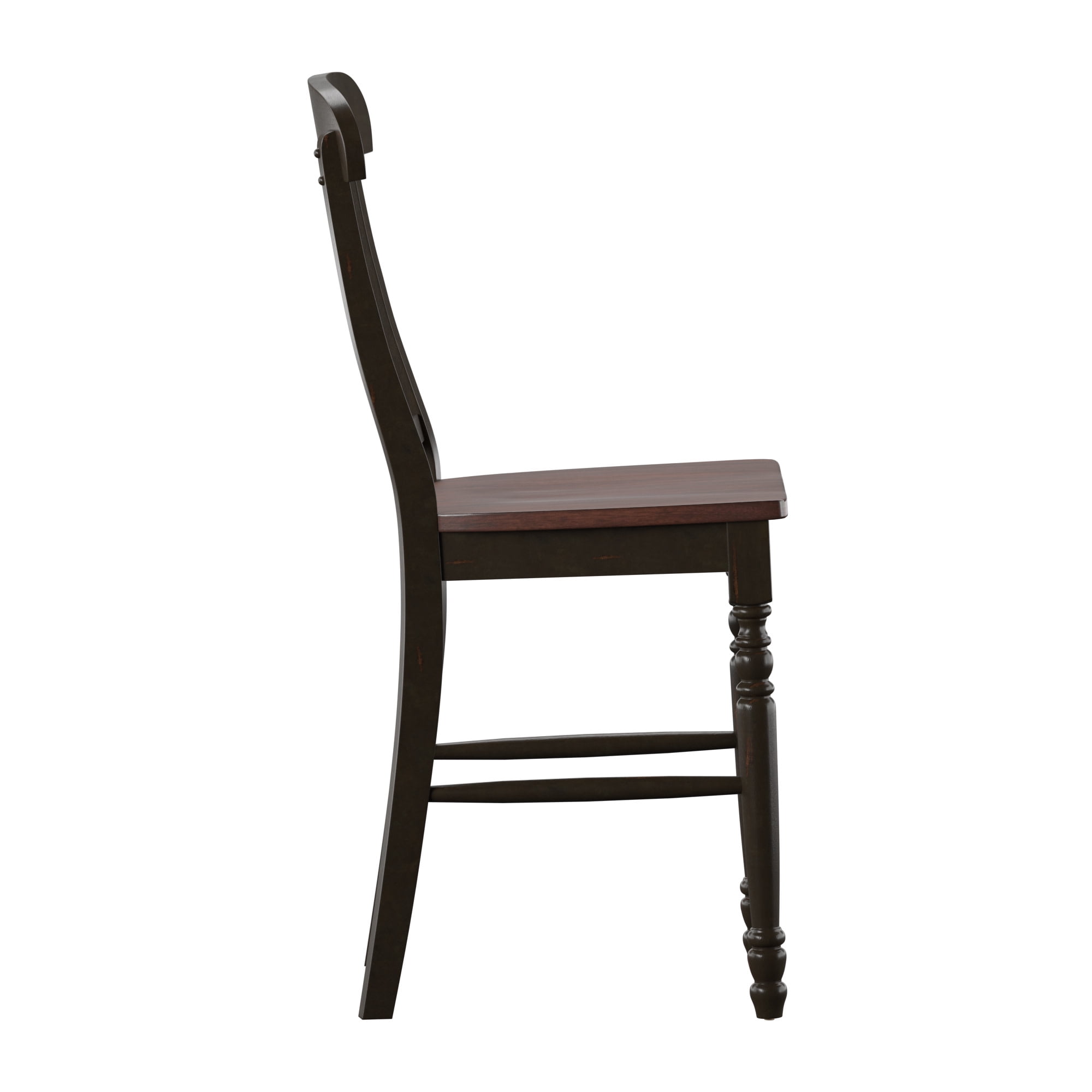 Weston Home Ohana Two-Tone Counter Height Chairs, Set of 2, Antique Black and Cherry