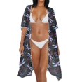 thumbnail image 3 of HELLHERO Polyester Long Kimono Swimsuit Cover Up for Beach Long Loose Free Size Bathing Suit Cover Up Dragonflies, 3 of 6