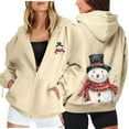 thumbnail image 2 of Christmas Hoodies for Women Casual Print Full Zip Pockets Long Sleeve Hooded Sweatshirt Lined Pullover Cozy Soft Warm Winter Holiday Outfit Graphic Hoodies Beige L, 2 of 6