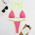 thumbnail image 5 of Gubotare Women's Chain Triangle Thong Bikini Set Sexy Two Piece Swimsuit Bathing Suit Hot Pink L, 5 of 5