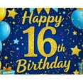 thumbnail image 3 of Blue Golden Glittery 16th Birthday Backdrop Banner with Balloons Stars and Gifts Party Supplies Photography Props Birthday Decoration for Birthday Party Decorations, 3 of 7