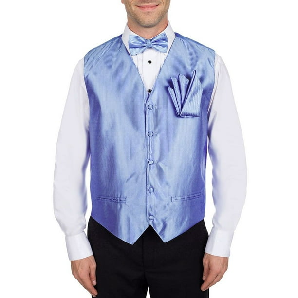 Buyyourties Men's Solid Fomal Vest, Bow Tie, & Hanky Baby Blue for Tuxedo and Suit Walmart