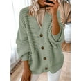 thumbnail image 4 of Women'S -Fashion Casual Open Front V Neck Long Sleeve Chunky Knit Cardigan Sweaters Outerwear Coats Matcha Color M, 4 of 7