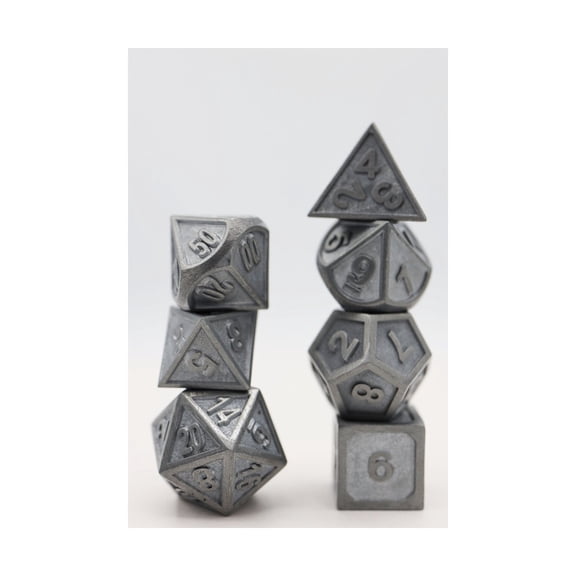 Foam Brain Games Poly Set - Embossed Quicksilver (7) New