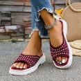 thumbnail image 5 of Fesfesfes Women's Rhinestone Open Toe Thick-Soled Sandals Comfortable Casual Spring Summer Fashionable Versatile Slip-On Lightweight Shoes for Outdoor Wear(Wine,US 8.5), 5 of 8