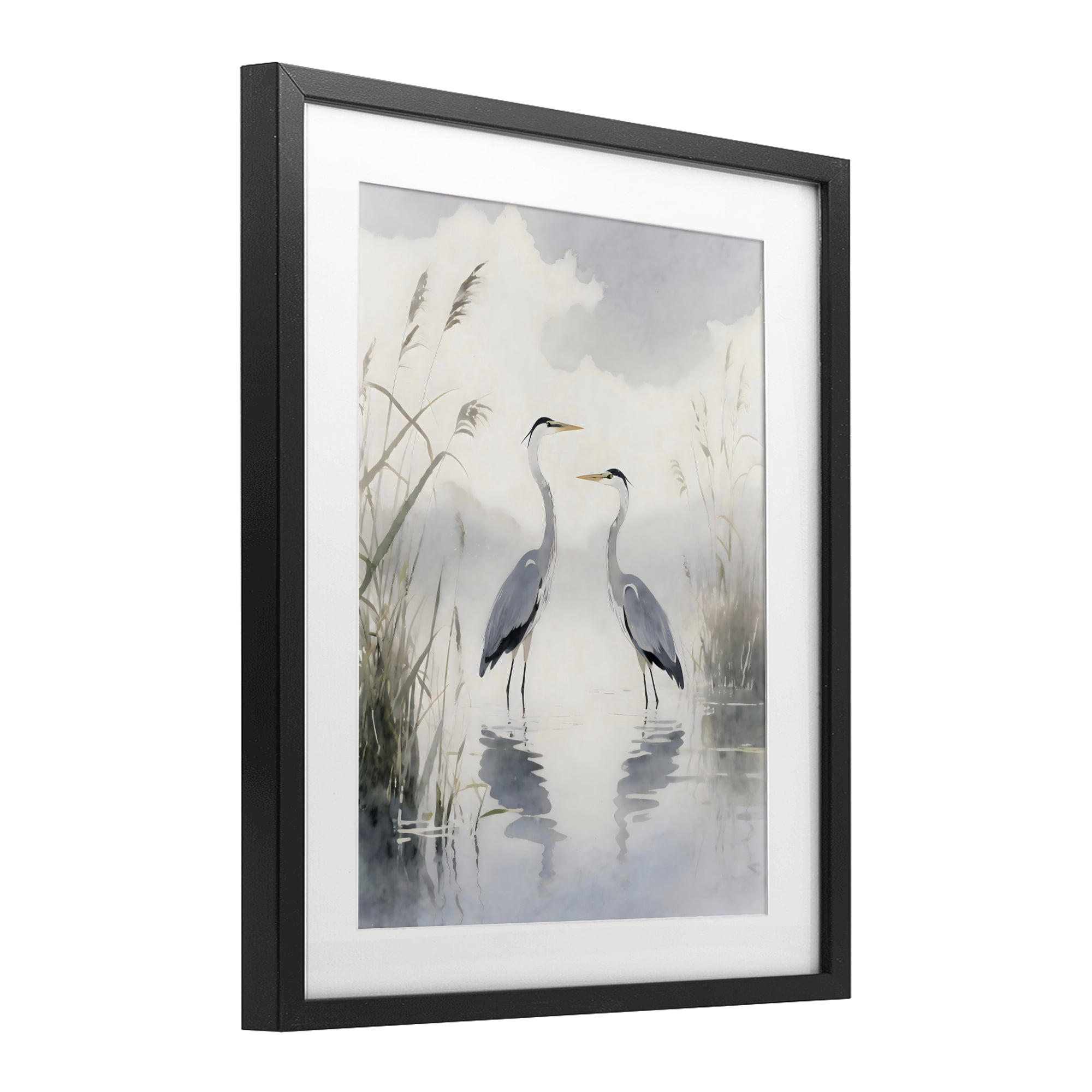 Stupell Industries Serene Wetlands Heron Reflections Black Framed Print Under Glass, design by Creative Studio