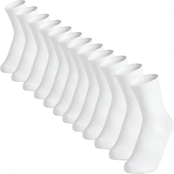 TELOLY 12 Packs Crew Socks for Women and Men Cushioned Long Socks Cotton Athletic Socks for Hiking Running (6 Pairs)