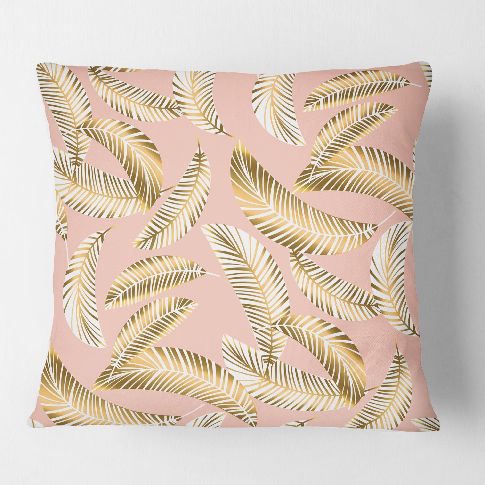 Designart Golden Foliage IV' Mid-Century Modern Throw Pillow - 16x16