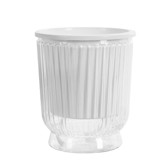 Self Watering Plant Pot Plastic Flower Pot with Water Reservoir Wick Ropes Modern Indoor Planter for Home Office Desktop