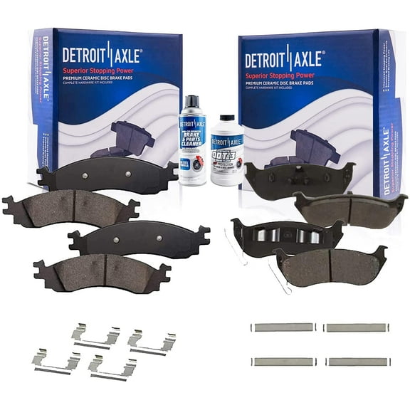 Detroit Axle - Brake Pads for 06-10 Ford Explorer Sport Trac Mercury Mountaineer, Front Rear Brake Pads w/Hardware 2006 2007 2008 2009 2010 Replacement