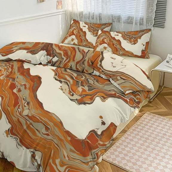 3 Pcs Soft Bedding Set, Includes 1 Duvet Cover with Zipper And 2 Pillow Shams,Marble Texture Twin(86"x70")