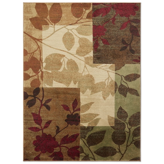 Home Dynamix Tribeca Amelia Contemporary Geometric Floral Area Rug, Beige/Brown, 6'7"x9'10"