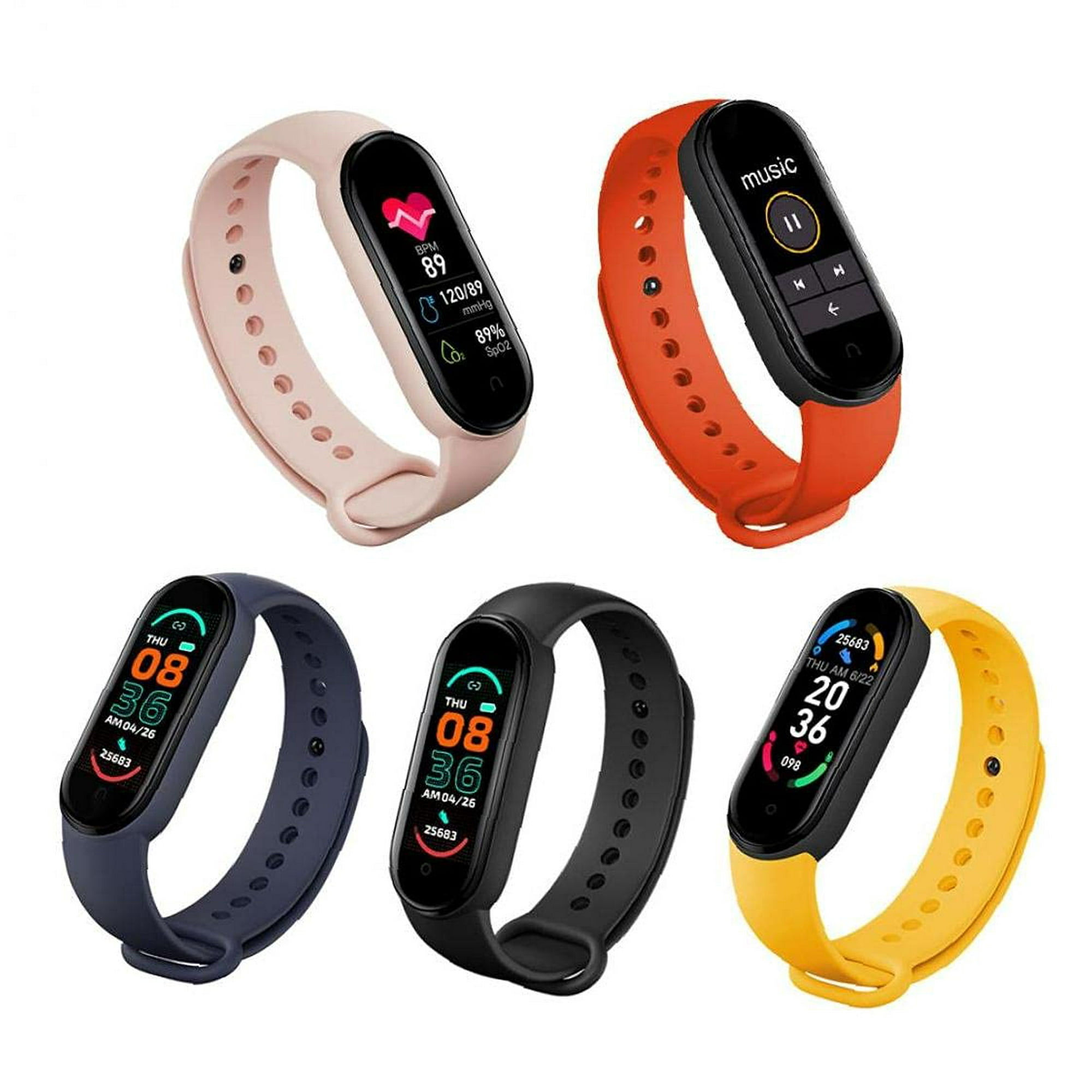 Smart Watch M6 Fitness Tracker Bracelet Watch Support Heart Rate Blood Pressure IP67 Waterproof Activity Trackers Watch Black Smart Accessories Walmart