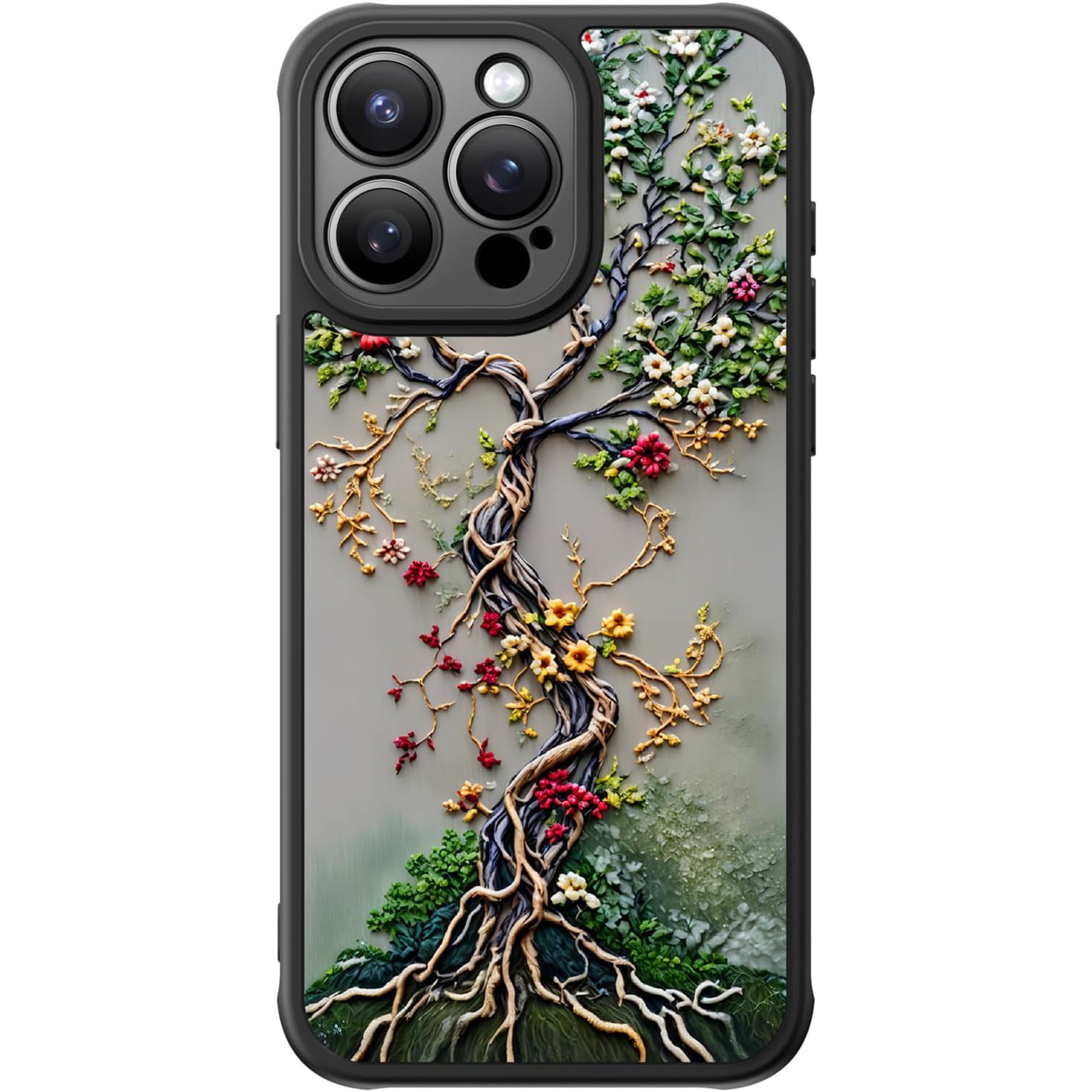 Case Cute iPhone 13 Pro Phone Case Wireless Charging & Military-Grade Protection - Trendy Wildflower Design for Women Girls, Matte Cover with Shockproof Corners - Blooming Tree of Life