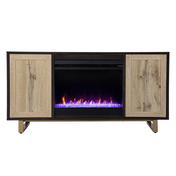 Southern Enterprises 54.25" Wilconia Color Changing with Media Storage and Carved Details Fireplace