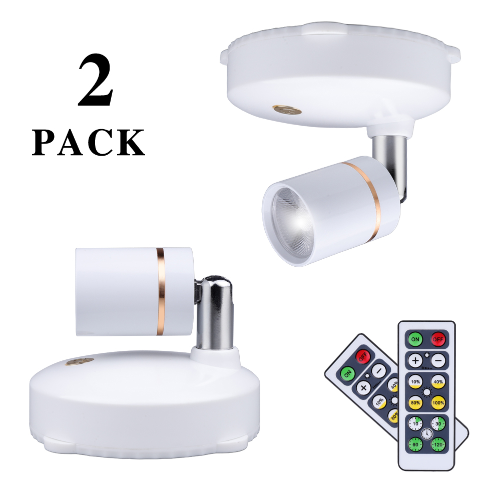 LEASTYLE Wireless Dimmable Spot Lights Battery Operated LED Light with Remote(2 Pack)