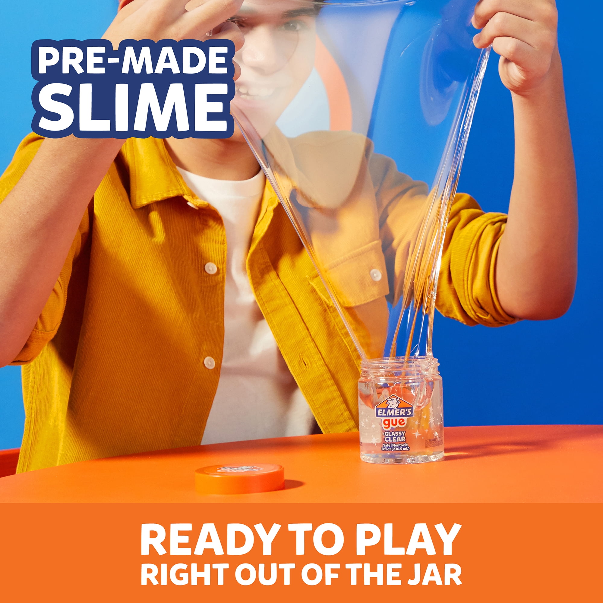 Elmer's Gue Premade Slime, Variety Pack, Includes Clear Slime, Glow in The Dark Slime, Crunchy Slime, 4 Count