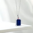 thumbnail image 4 of Gem Stone King 925 Silver Blue Created Sapphire and Pink Lab Grown Diamond Pendant Necklace for Women (4.04 Cttw, Gemstone September Birthstone, Emerald Cut 10X8MM with 18 inch Silver Chain), 4 of 4
