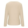 thumbnail image 5 of AXXD Womens Tops Trendy Basic Summer 2024 Solid Color V-neck Long Sleeve Casual Knit Top Blouse, 5 of 6