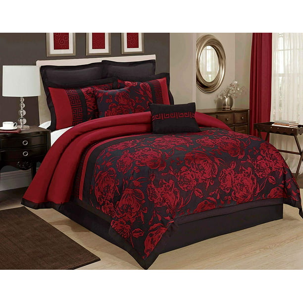Hig 8 Piece Comforter Set Queen, What Is The Size Difference Between A King And Queen Bedspread