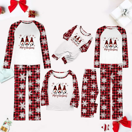 

CFLVAEK Family Christmas Pajamas Matching Sets Cute Elf Graphic Tops and Snowflakes Pants Outfits Sets Plus Size Adults Kids Xmas Loungewear Sets fot Children