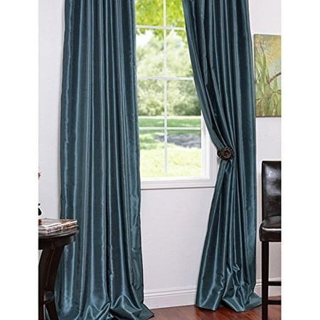 Peacock Vintage Textured Faux Dupioni Silk Single Panel Curtain