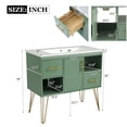 thumbnail image 4 of 36'' Bathroom Vanity with Resin Sink Combo Set, Modern Freestanding Single Bathroom Cabinet with 2 Drawers & 2 Storage Compartments, Solid Wood Frame Vanity Set with Metal Legs, Green, 4 of 7