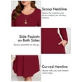 thumbnail image 6 of SHOWMALL Plus Size A-Line Dress Burgundy 3X Long Sleeve Scoopneck Pocket Swing Dress for Women, Everyday Work/Dating/Travel, 6 of 9