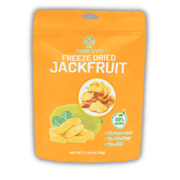 NOKKI FARM Freeze Dried Jackfruit Crisps - Healthy & Exotic Tropical Superfood Snacks, No Added Sugar or Preservatives, Kid-Approved, Shelf-Stable & Portable for On-The-Go Snacking, 1.76oz