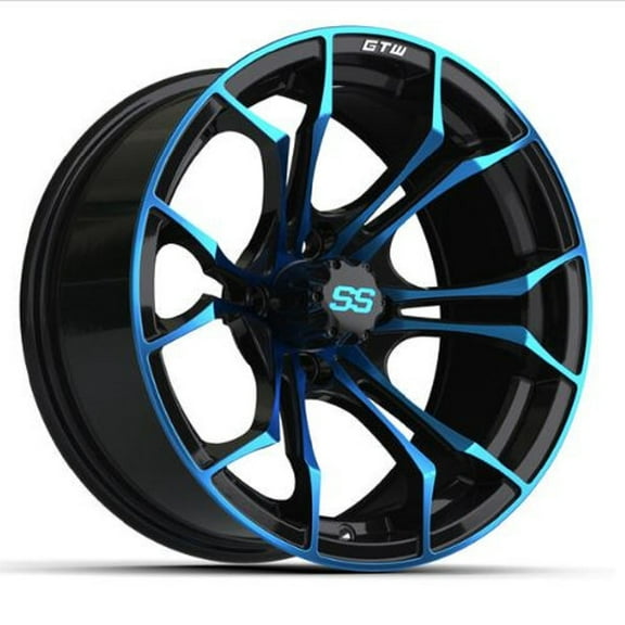 GTW Spyder 15x7 Golf Cart Wheel - Black/Blue (3 4) [19-308]