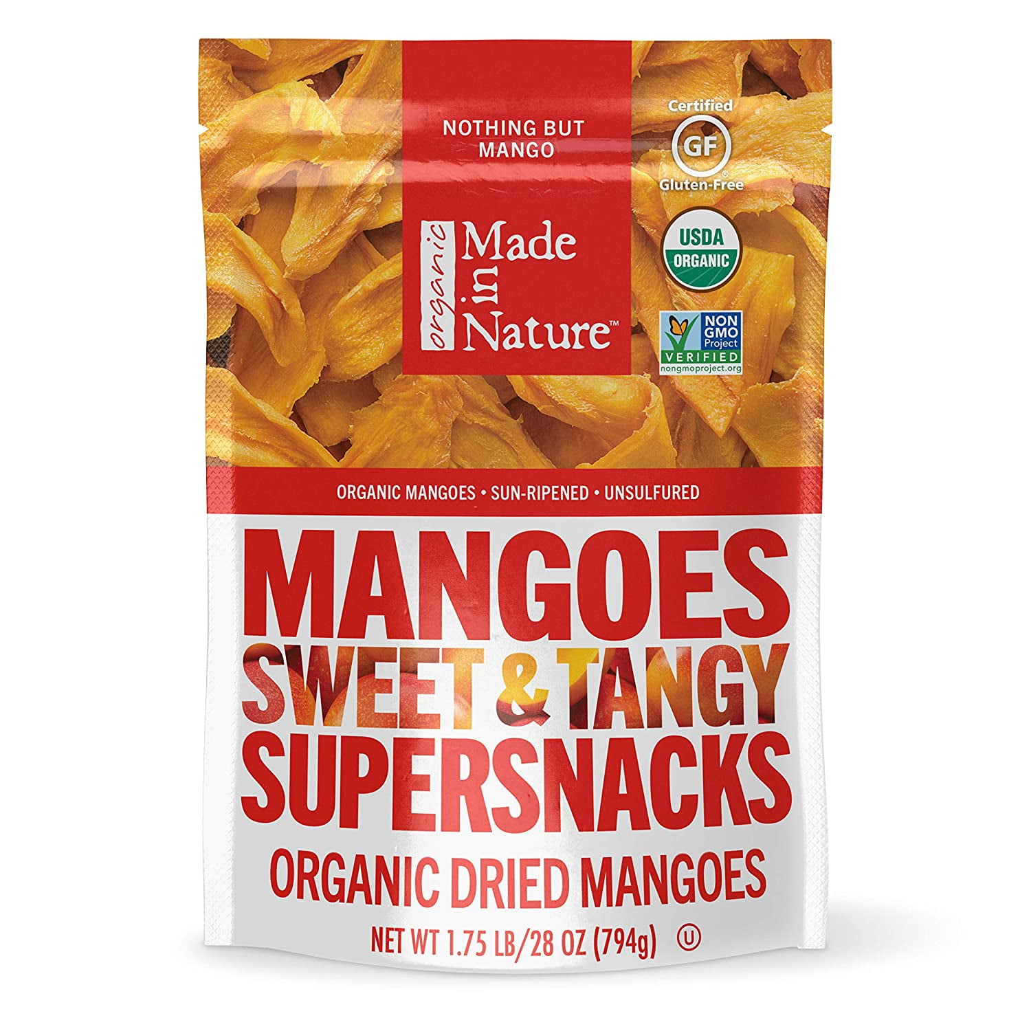 Made in Nature Organic Dried Fruit, Mangoes, 28oz Bag NonGMO