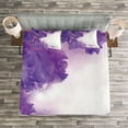 thumbnail image 3 of Ambesonne Flower Quilted Bedspread Set 3 Pcs, Iris Petals, King Size, Violet White, 3 of 3