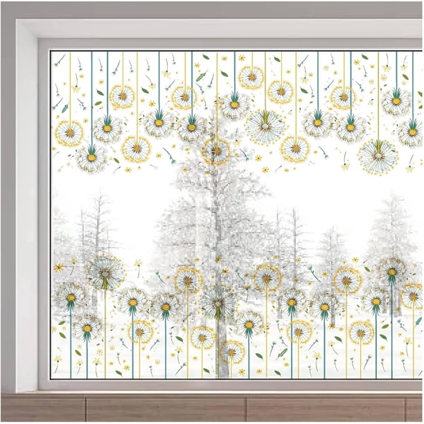 Calcomanía para ventana de diente de león, planta de flores de primavera, impermeable, extraíble, vinilo estático, adhesivo grande para ventana de vidrio, anticolisión, decoración.