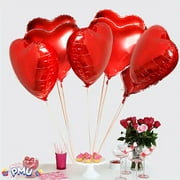 PMU Valentines Day Red Heart Shaped 18 Inches Mylar - Foil Balloons Pkg/50