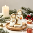 thumbnail image 5 of Lilixerw Christmas Nativity Figurine Elegant Holy Family White Gold Baby Manger Tabletop Decor for Home Mantel Shelf Living Room Holiday Decoration, 5 of 5