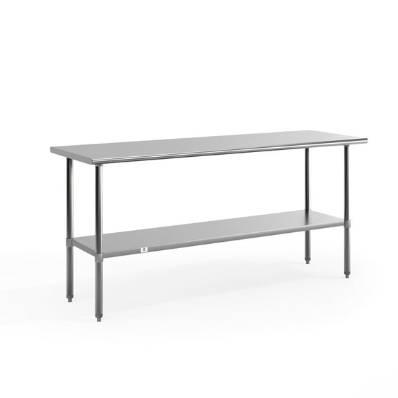 Flash Furniture Reader Stainless Steel 18 Gauge Prep and Work Table with Undershelf - NSF Certified - 72"W x 30"D x 34.5"H