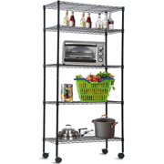 5Tier Wire Shelving Unit NSF Heavy Duty Organizer Rack Height Adjustable Utility Steel Storage Shelves 14”W x 30”L x 60”H Commercial Grade Layer Shelf Metal Shelves w/Wheels for Garage Office Kitchen