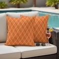 thumbnail image 2 of 2 Pack Outdoor Waterproof Throw Pillow Covers,Abstract Modern Orange Wave Line Decorative Square Patio Pillowcases for Chair Couch Sofa 16x16in, 2 of 9