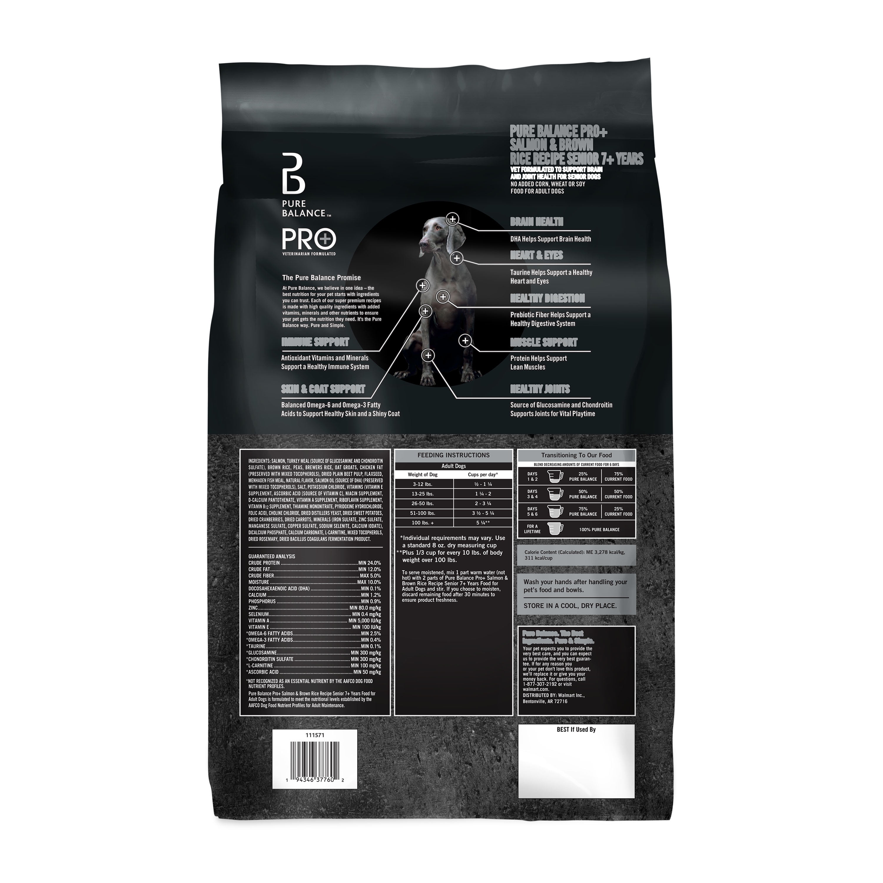 Pure Balance Pro+ Senior Salmon & Brown Rice Recipe Dry Dog Food, 16 lbs
