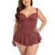 thumbnail image 1 of Gibobby Traje de baño de una pieza Traje de baño con estampado de puntos de color sólido estilo falda grande nueva para mujer(Rojo,G), 1 of 4