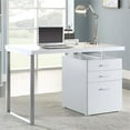 thumbnail image 2 of Pemberly Row Bureau Moderne en Bois à 3 Tiroirs Blanc et Argent, 2 of 11