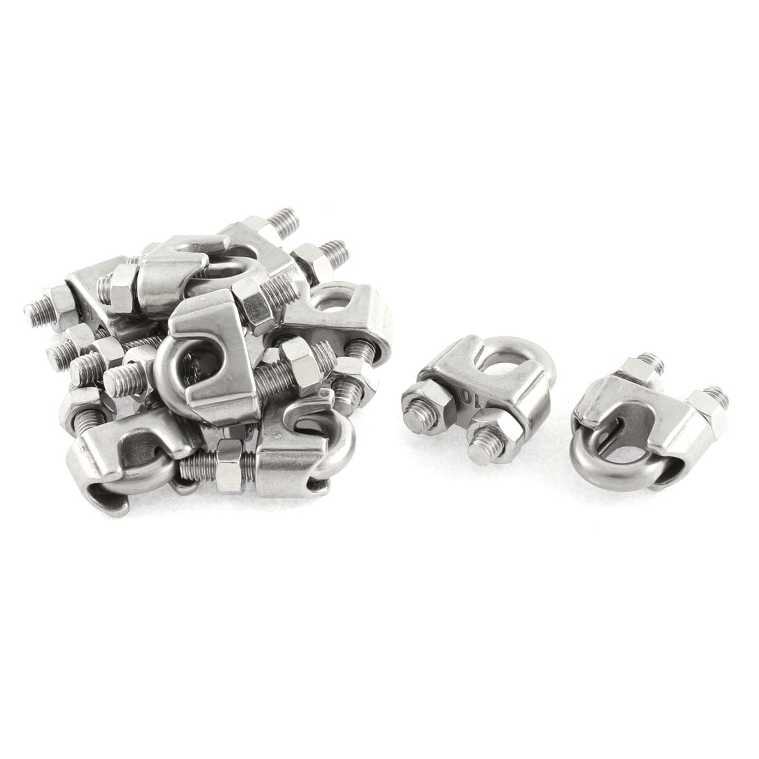 10mm 3/8" Stainless Steel Wire Rope Cable Clamp Clips 12pcs 