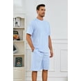 thumbnail image 2 of Vulcanodon Mens Short Pajama Set,Lightweight Sleepwear Soft Nightwear Short Sleeve Set With Pocket,(Sky Blue,XL), 2 of 5