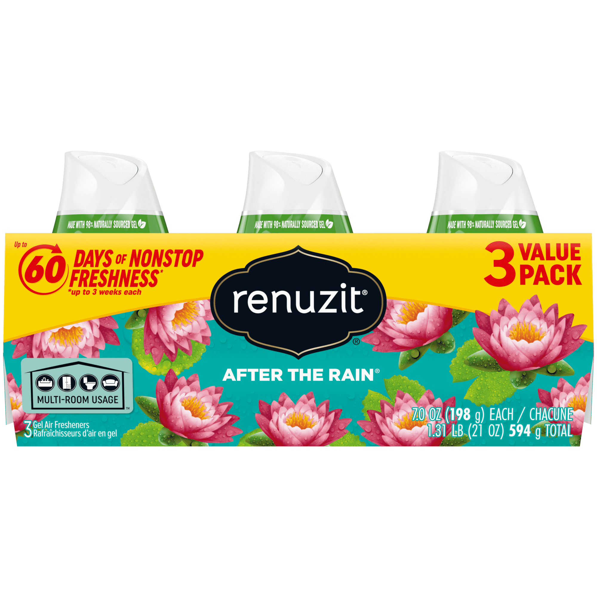 Renuzit Gel Air Freshener, After the Rain, 7.0 Ounce, 3 Count