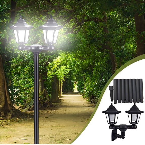 HIBIBUD Solar Post Lights Outdoor,67 Inch Vintage Solar Powered Pathway Lights with 6 Crystal Panels,IP65 Waterproof Auto On/Off Cool White LED Garden Lights for Yard,Porch,Walkway,Backyard