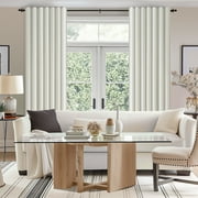 Topfinel 90 Inches Long Cream Velvet Curtains for Bedroom, Back Tab Light Blocking White Curtains with Hooks, Room Darkening Double Sided Drapes,Set of 2