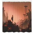 thumbnail image 3 of Ambesonne Cartoon Shower Curtain, City Scene Abandoned, 69"Wx84"L, Pink Red, 3 of 5