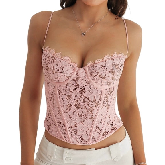 Silver Basic Summer Lace Tank Tops Y2k Sexy Cami Top Adjustable Strap Going Out Tops XS,Pink-1