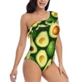 thumbnail image 3 of Sikiie Avocado Print Women One Piece Swimsuits Tummy Control One Shoulder Bathing Suits Ruffle Swimwear, From S to XXL-Medium, 3 of 6