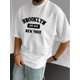 thumbnail image 1 of Brooklyn New York EST. 1631 Graphic Print T-Shirt for Men - Polyester Blend Casual Crew Neck Tee with Slight Stretch, Summer Knit Fabric Top by, 1 of 5